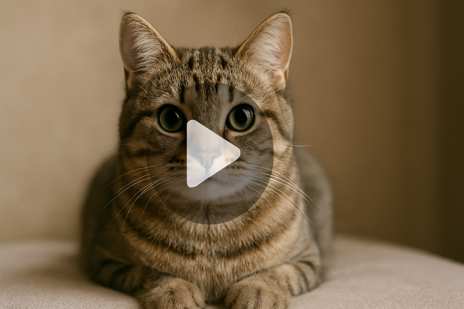 cat photo with play button